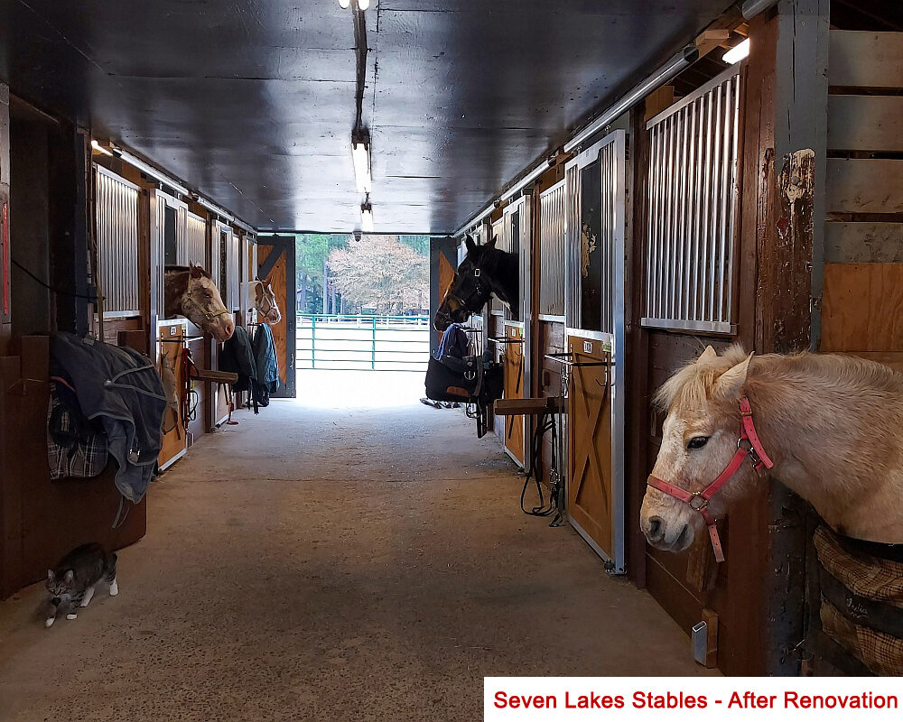 Seven Lakes Stables - center aisle after renovation